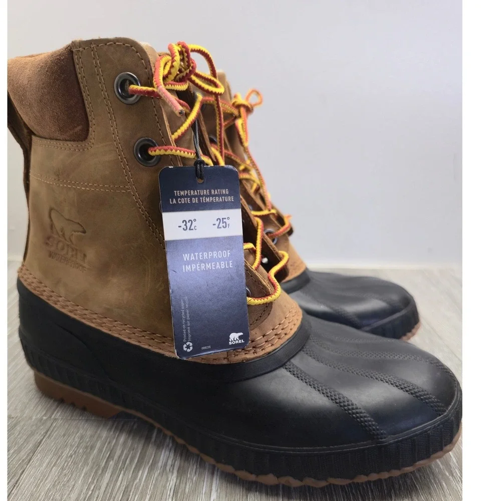 Sorel‎ Cheyanne II Mens Waterproof Winter Boots Chipmunk Black Size 8